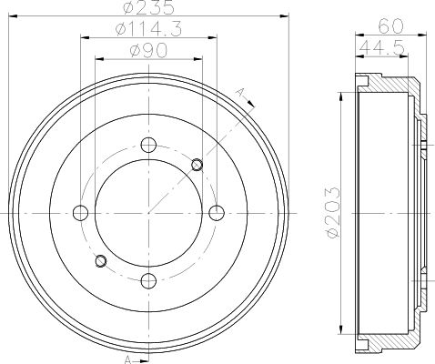 HELLA PAGID Bremžu trumulis 8DT 355 301-061